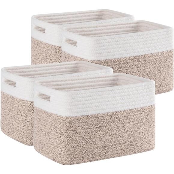 4 Pack Storage Baskets for Organizing, Woven Baskets for Shelves - Perfect - Picture 1 of 16